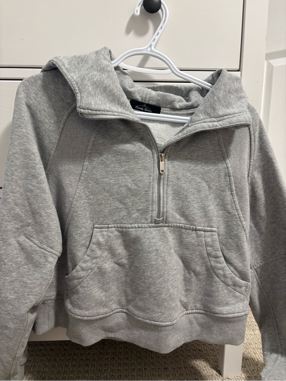 Cozy Quarter-Zip Hoodie Sweater - Gray - Honey Creek